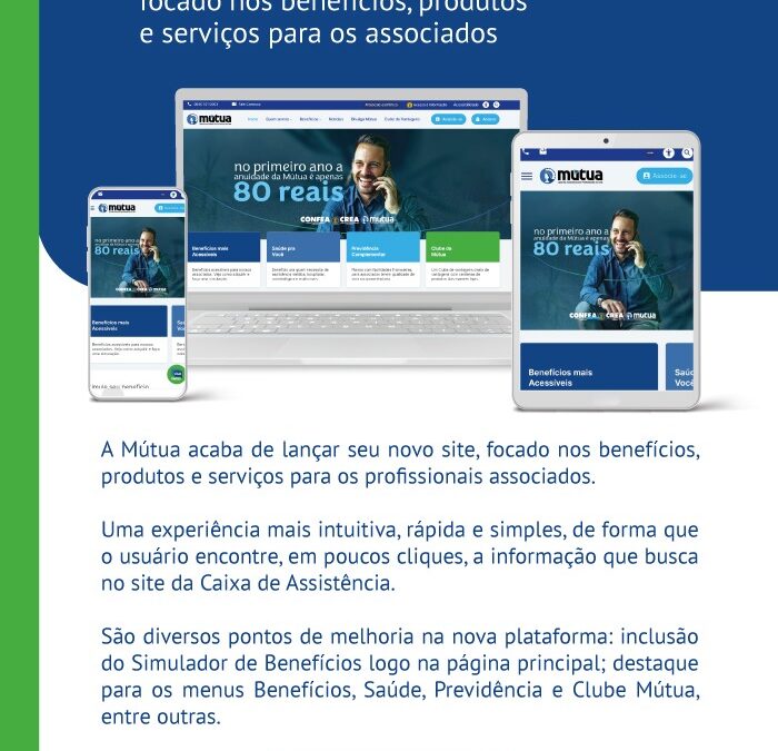 Novo site da Mútua é focado nos benefícios, produtos e serviços para os profissionais associados