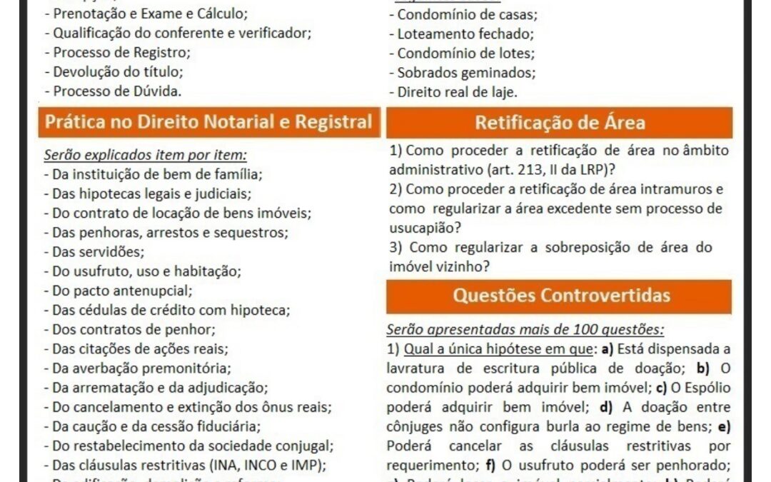 ESCODIM promove curso de Prática no Direito Registral Imobiliário