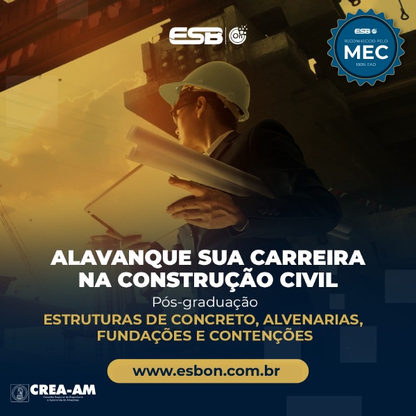 ESB-On oferece cursos de pós-graduação em Estruturas de Concreto, Alvenarias, Fundações e Contenções