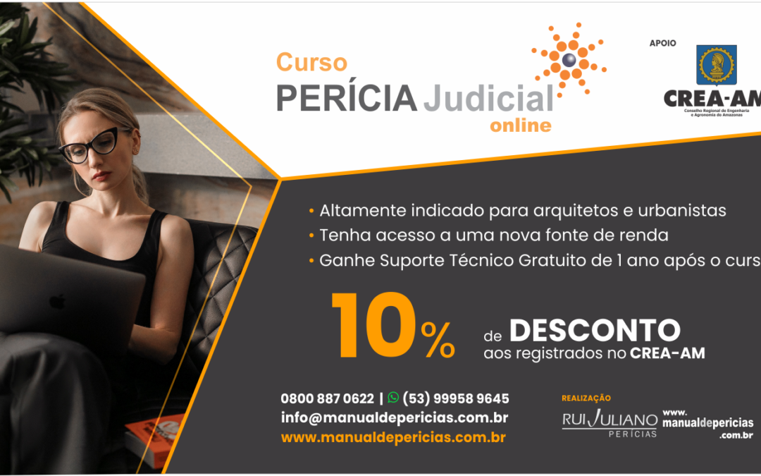 Curso de Perito Judicial com 10% de desconto para os profissionais adimplentes com o Conselho