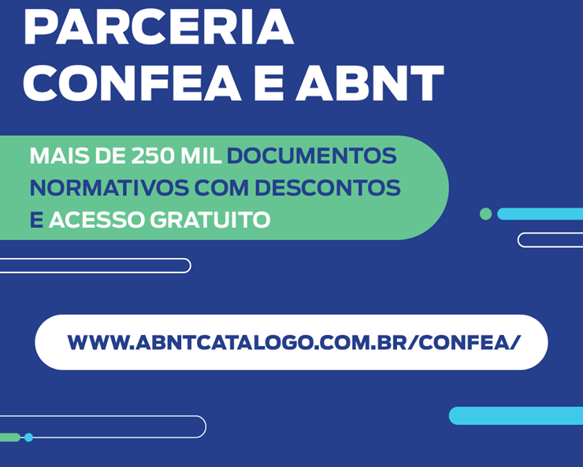 Parceria Confea/Crea e ABNT assegura descontos de 50% nos cursos praticados pela ABNT e 66% na compra de normas técnicas