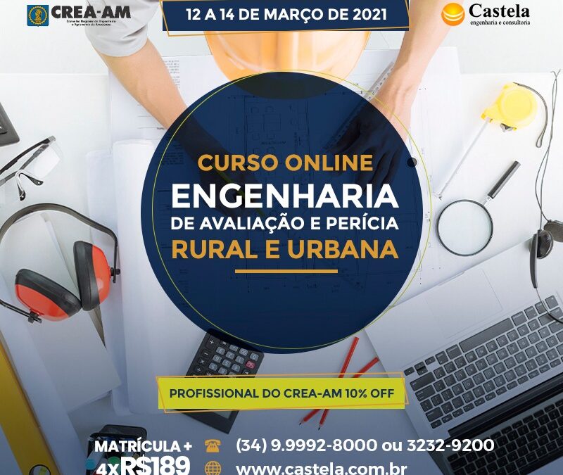 Castela engenharia e consultoria oferece curso online Engenharia de avaliação e perícia urbana e rural