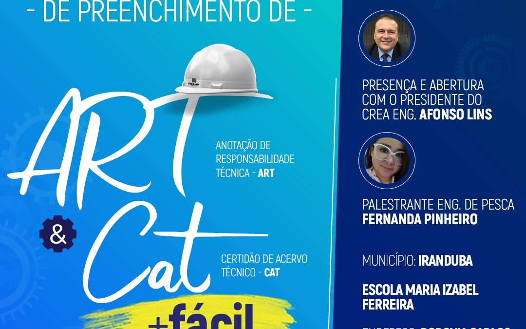 Crea-AM estará realizando curso de Preenchimento de ART e CAT no Iranduba