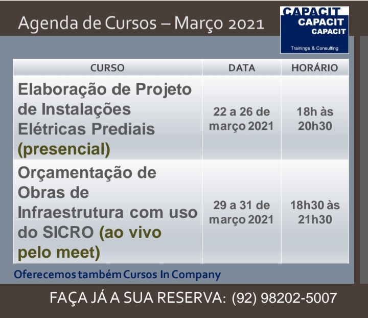 Capacit Treinamentos divulga programação de cursos para o mês de março