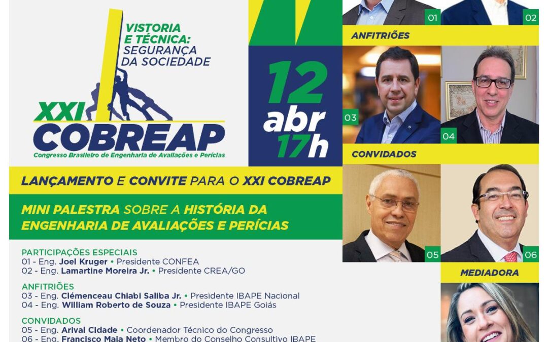 Live de lançamento do XXI Congresso Brasileiro de Engenharia de Avaliações e Perícias