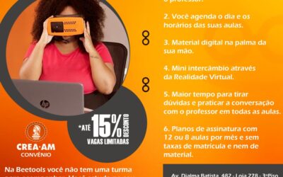 Beetools oferece desconto para curso de inglês aos profissionais adimplentes com o Crea-AM.