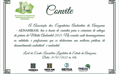 Aenambam, em parceria com Confea/Crea-AM, promove premiação Mérito Ambiental 2021