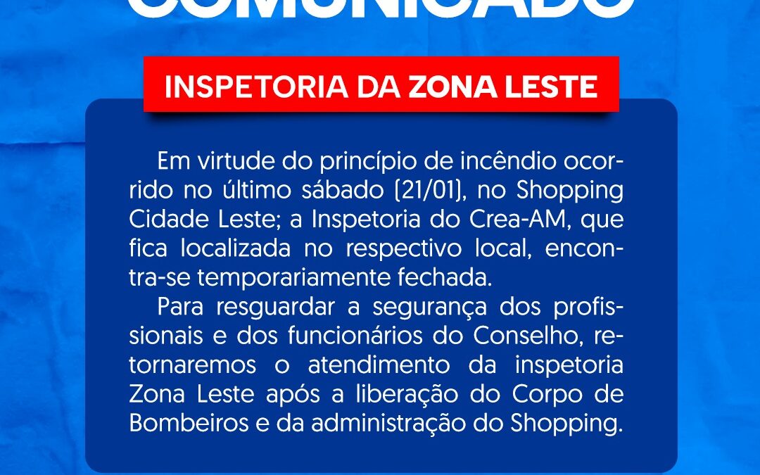 Comunicado- Inspetoria Zona Leste, Manaus