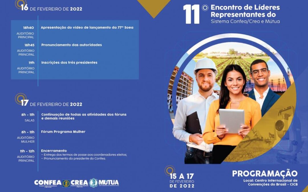 Confira a programação do 11º Encontro de Líderes do Confea/Crea e Mútua