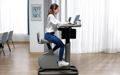Bicicleta ergométrica que carrega celulares e notebooks