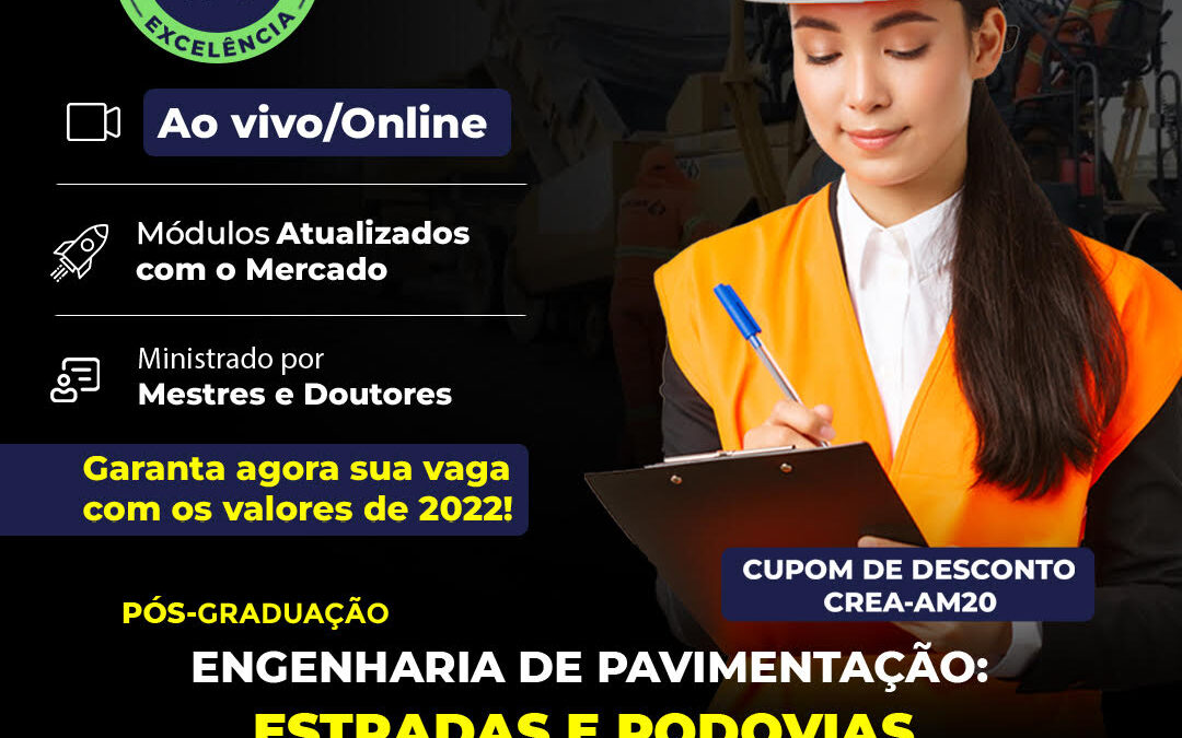 Parceria CREA-AM e Instituto Navigare concede desconto em Pós de Engenharia de Pavimentação